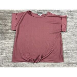 Set the Stage Top Womens XL Pink Short Sleeve Front Tied Polyester Blend